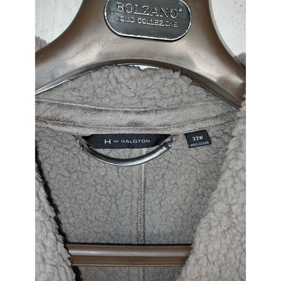 H by Halston Faux Suede Asymmetrical Moto Jacket  Sz 22W - Picture 4 of 6